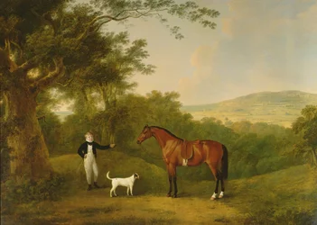 Portrait of a Boy, a Terrier and a Chestnut Pony